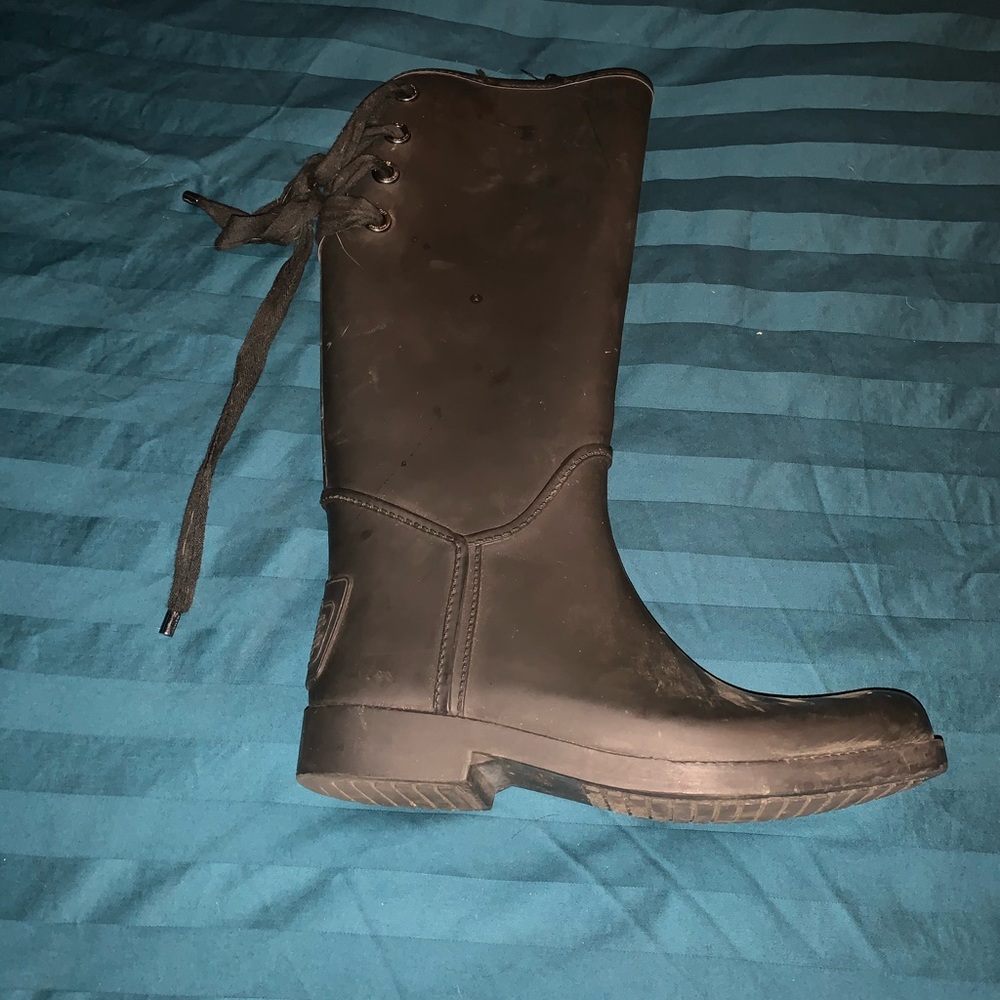 Coach rain boots. Tie up back. - Picture 3 of 3